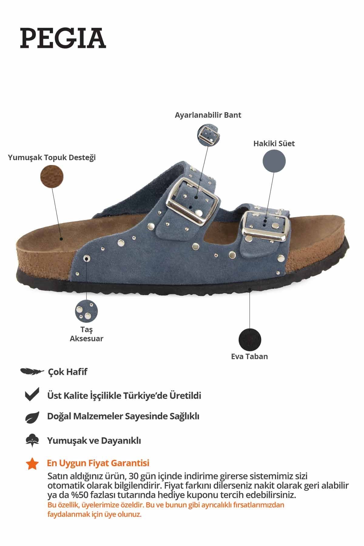 Kadın Hakiki Süet Terlik 215543 Mavi