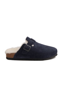 Women's Fur-Lined Clog Slippers 215538 Navy