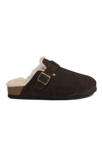 Women's Fur-Lined Clog Slippers 215538 Brown