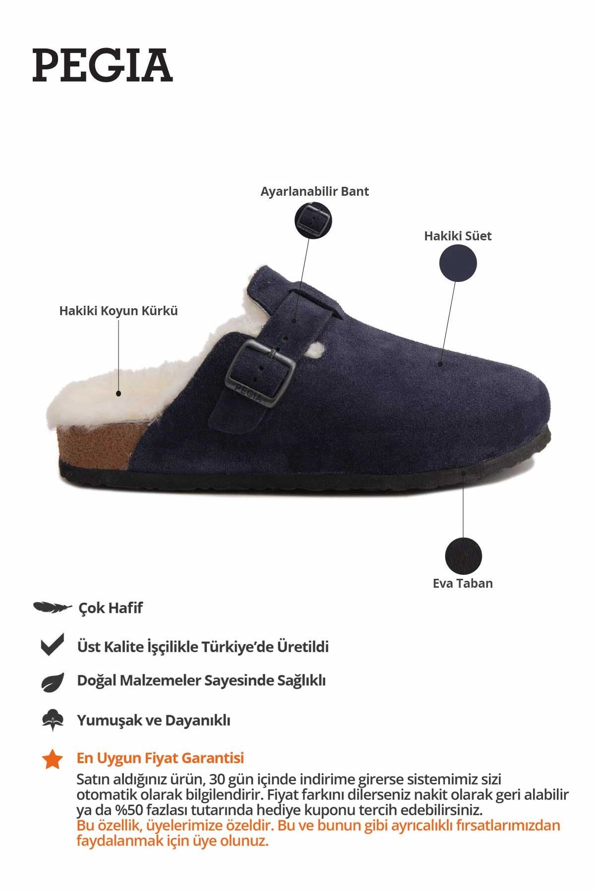 Kadın İçi Kürklü Sabo Terlik 215538 Lacivert