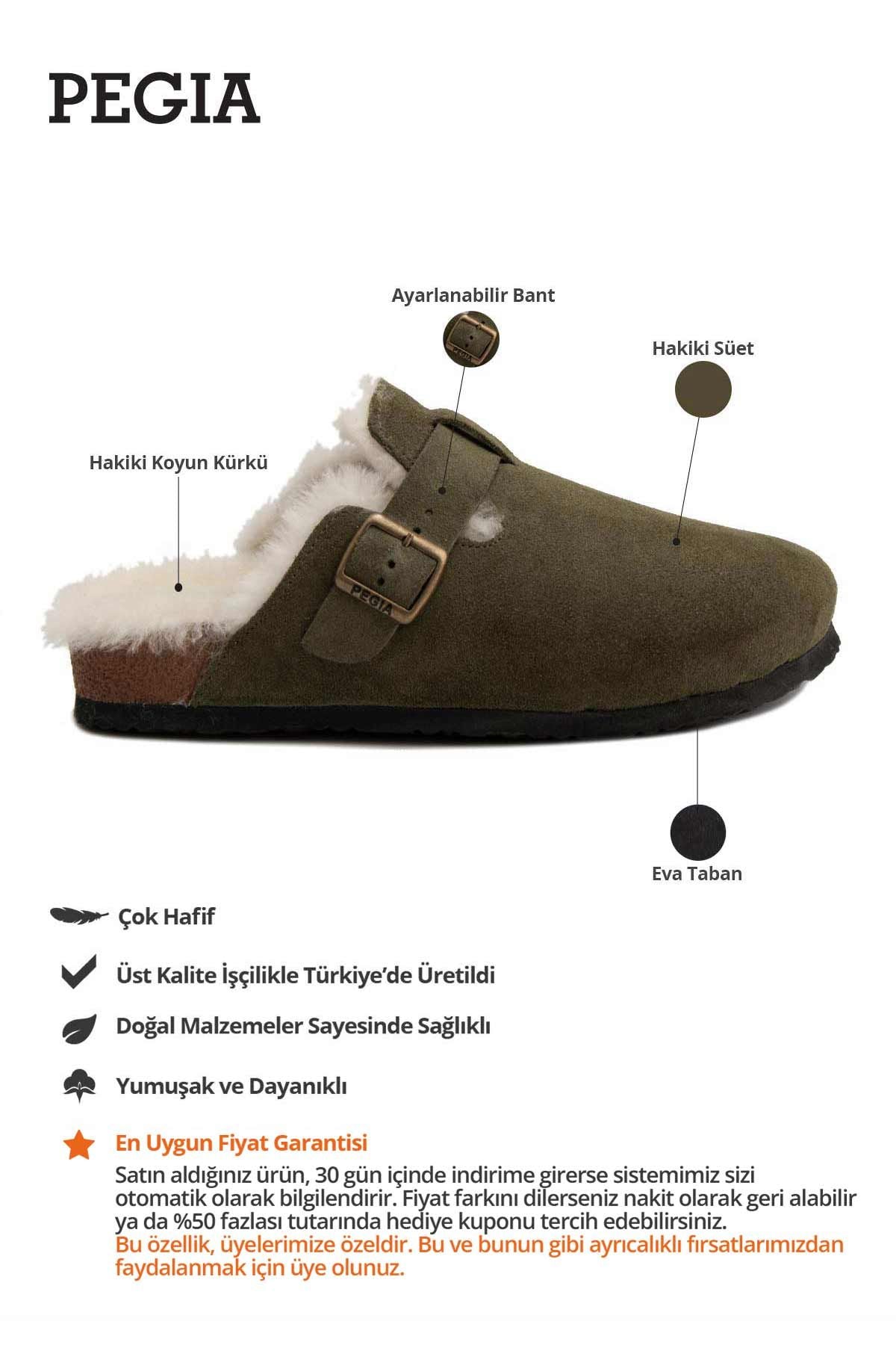 Kadın İçi Kürklü Sabo Terlik 215538 Haki