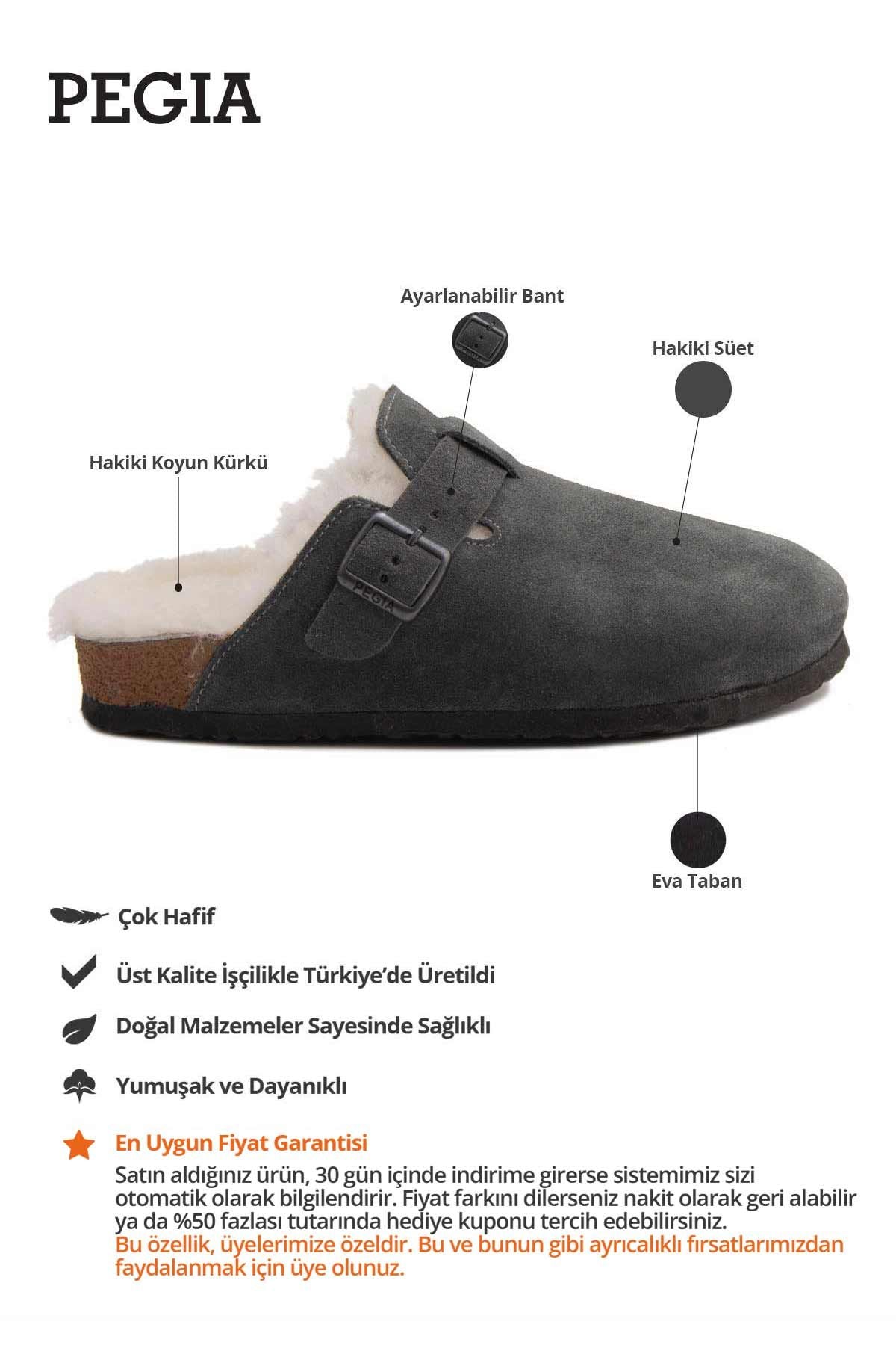 Kadın İçi Kürklü Sabo Terlik 215538 Füme