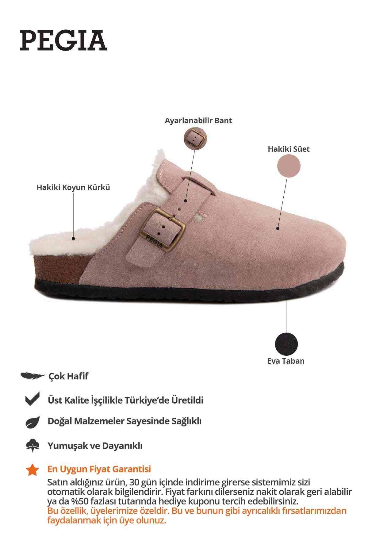 Kadın İçi Kürklü Sabo Terlik 215538 Açık Pembe