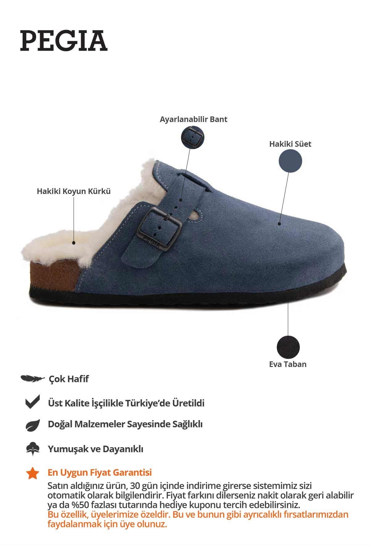 Kadın İçi Kürklü Sabo Terlik 215538 Denim