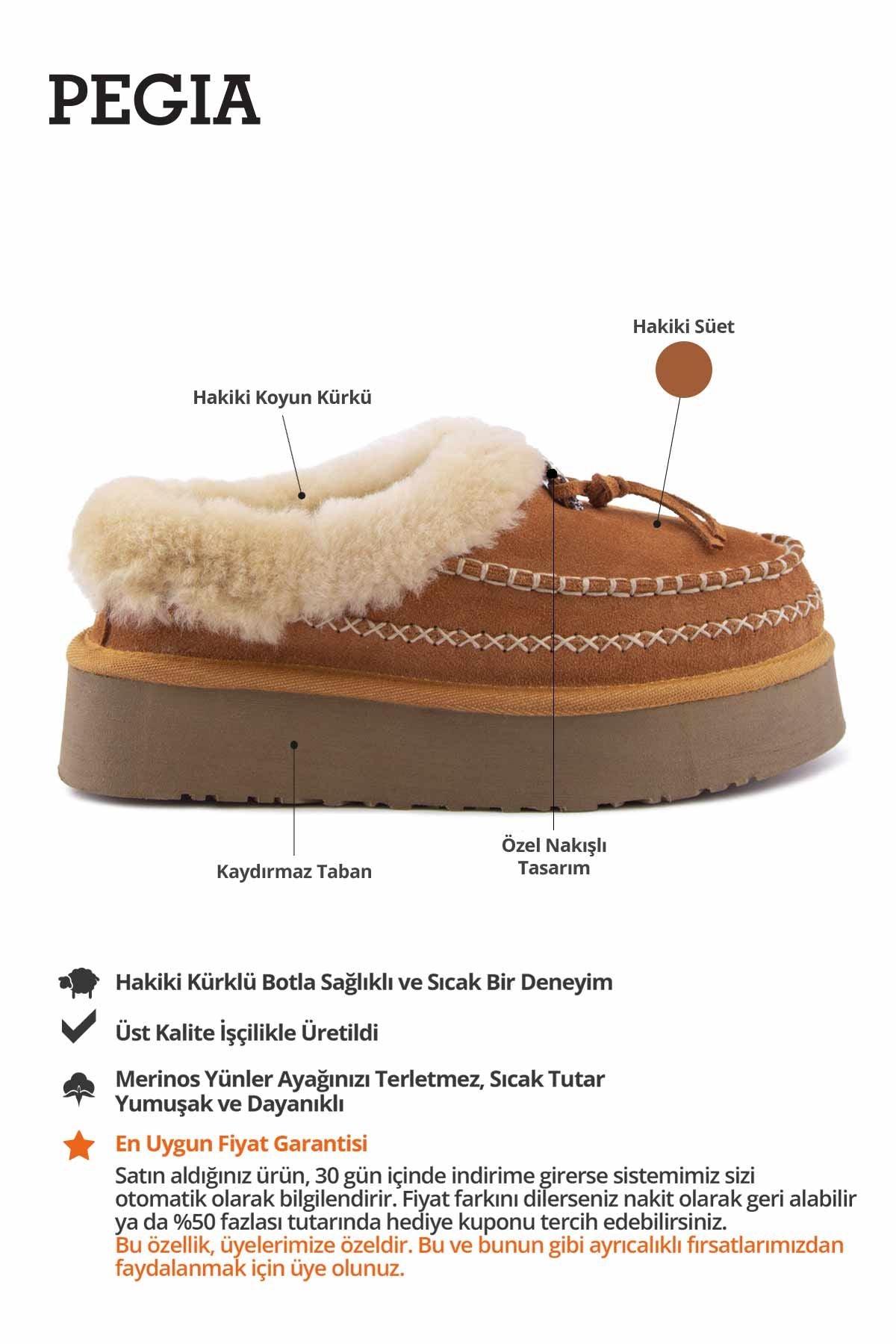 Kadın Kürklü Platform Ayakkabı 191164 Taba