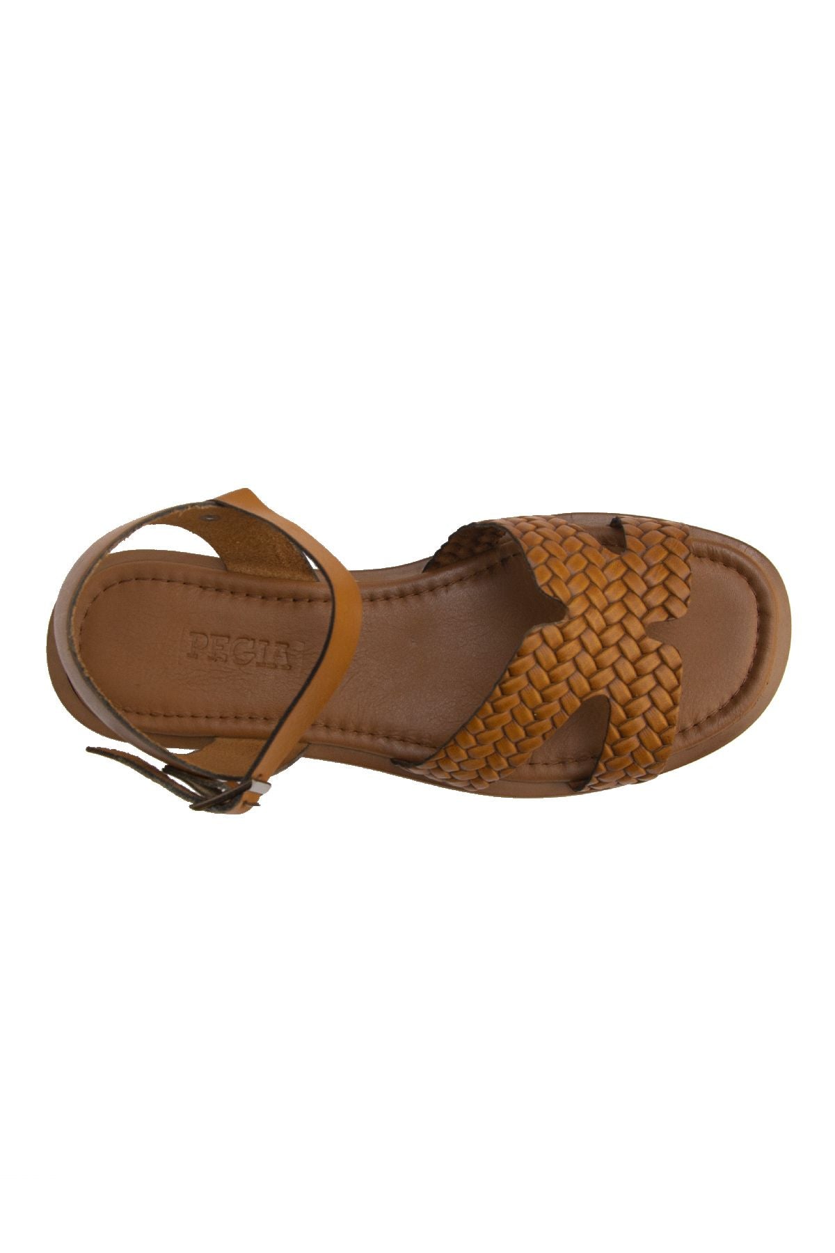 Kadın Örgü Deri Sandalet DG6011 Taba