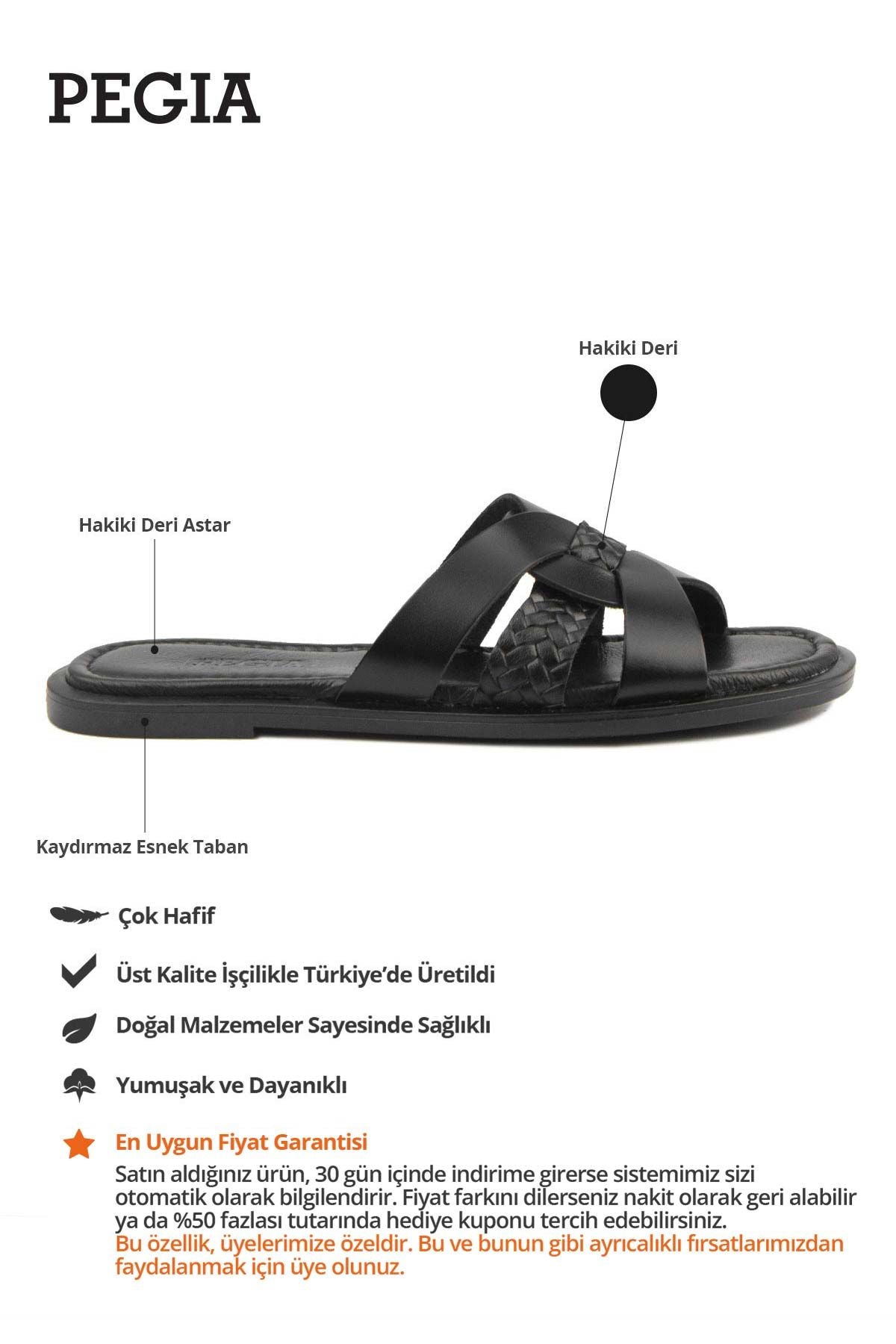 Kadın Örgü Deri Terlik DG6013 Siyah