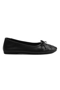 Women's Braided Leather Ballet Flats DG6019 Black