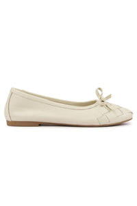 Women's Braided Leather Ballet Flats DG6019 Ivory