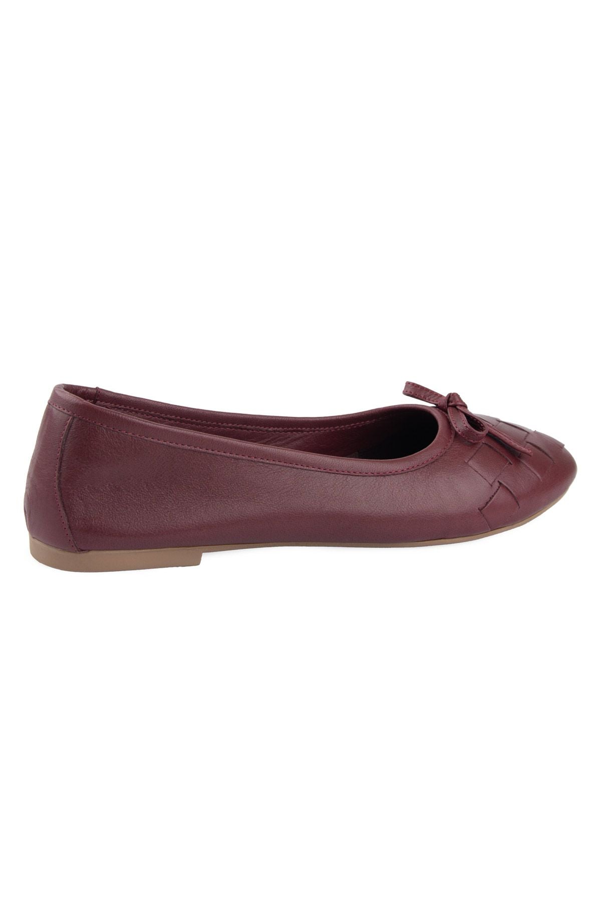 Kadın Örgülü Deri Babet DG6019 Bordo