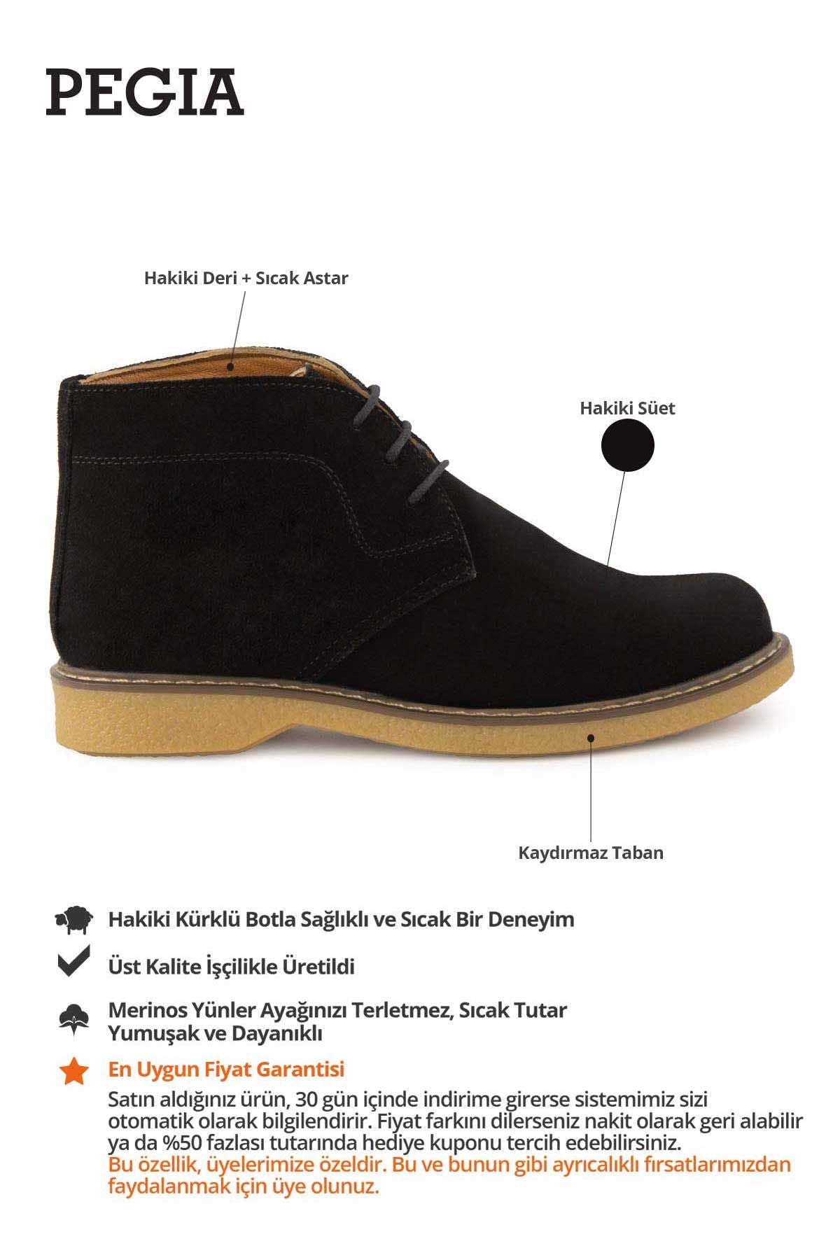 Kadın Süet Bağcıklı Bot DG6034 Siyah