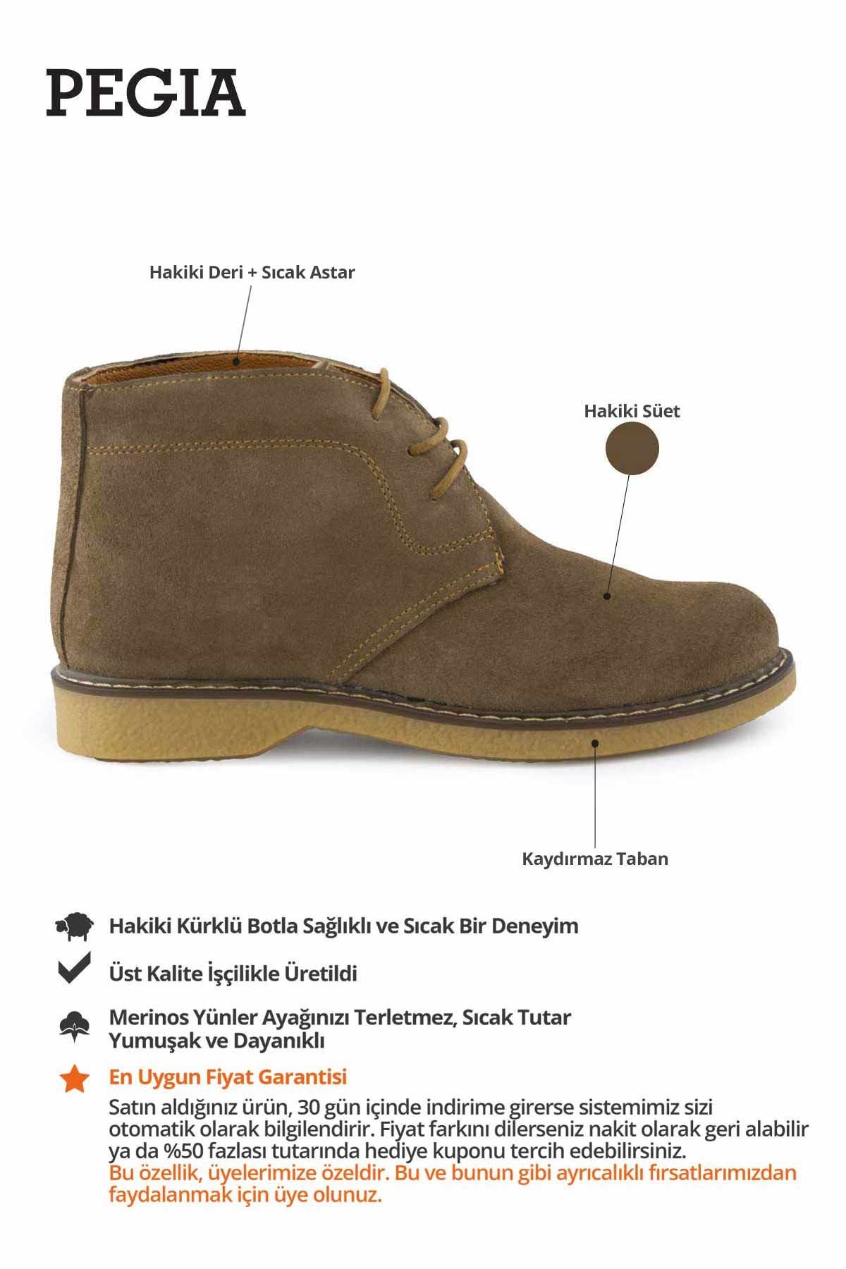 Kadın Süet Bağcıklı Bot DG6034 Kum
