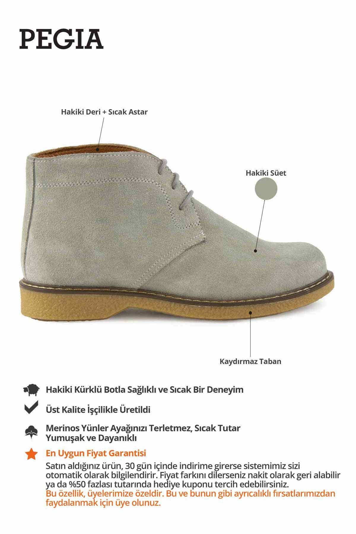 Kadın Süet Bağcıklı Bot DG6034 Vizon