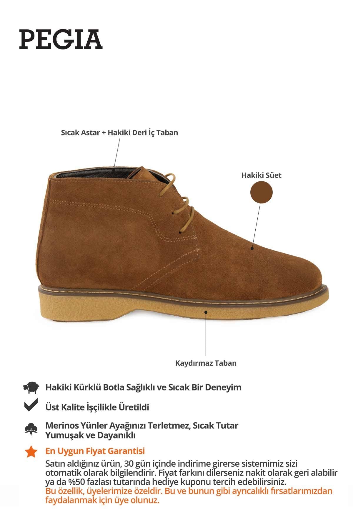 Kadın Süet Bağcıklı Bot DG6034 Taba