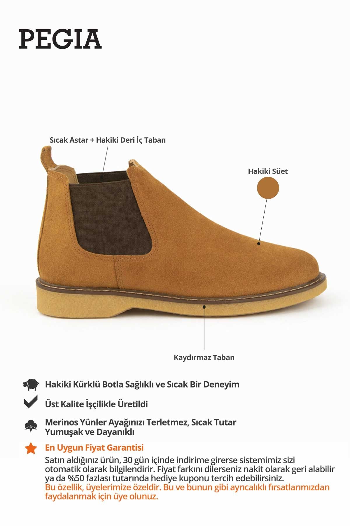 Kadın Süet Chelsea Bot DG6029 Taba