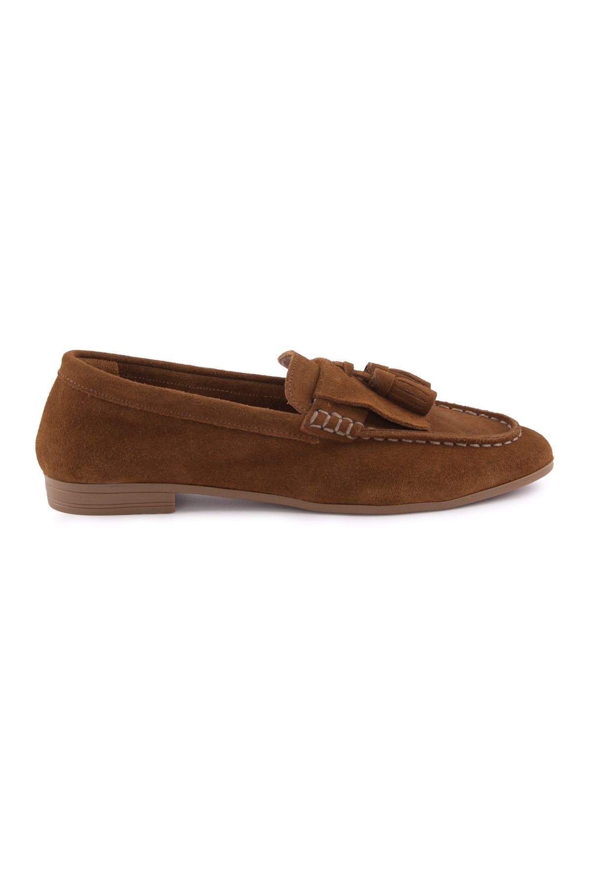 Kadın Süet Loafer Ayakkabı DG6028 Taba
