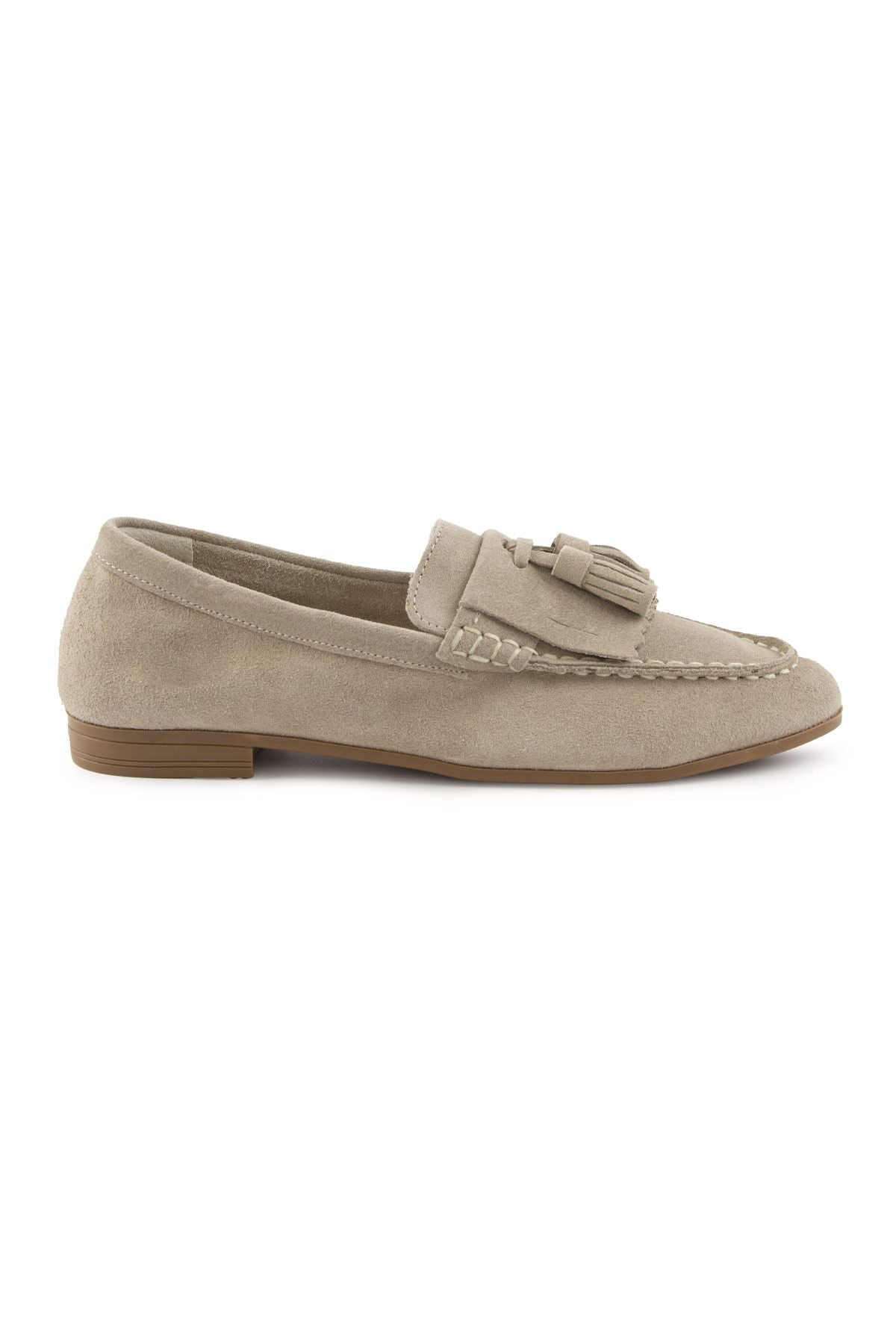 Kadın Süet Loafer Ayakkabı DG6028 Bej