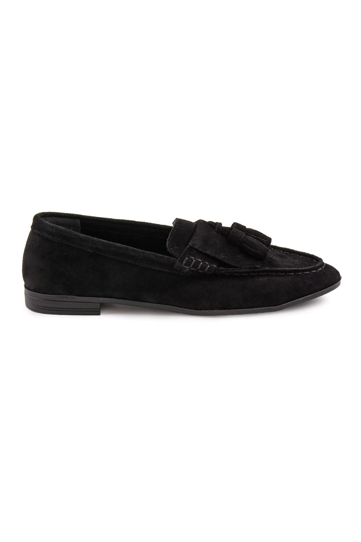 Kadın Süet Loafer Ayakkabı DG6028 Siyah