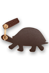 Turtle Leather Keychain 25AN55 Brown
