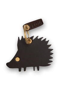 Hedgehog Leather Keychain 25AN30 Brown