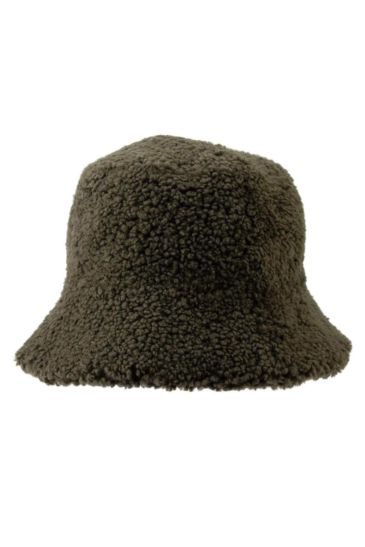 Kürklü Unisex Bucket Şapka 24SP02 Haki