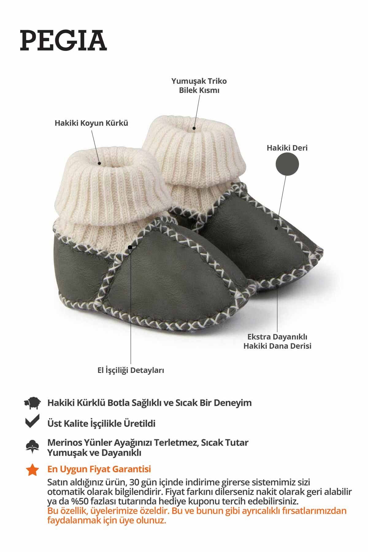 Kürklü Çoraplı Bebek Patiği 141206 Haki