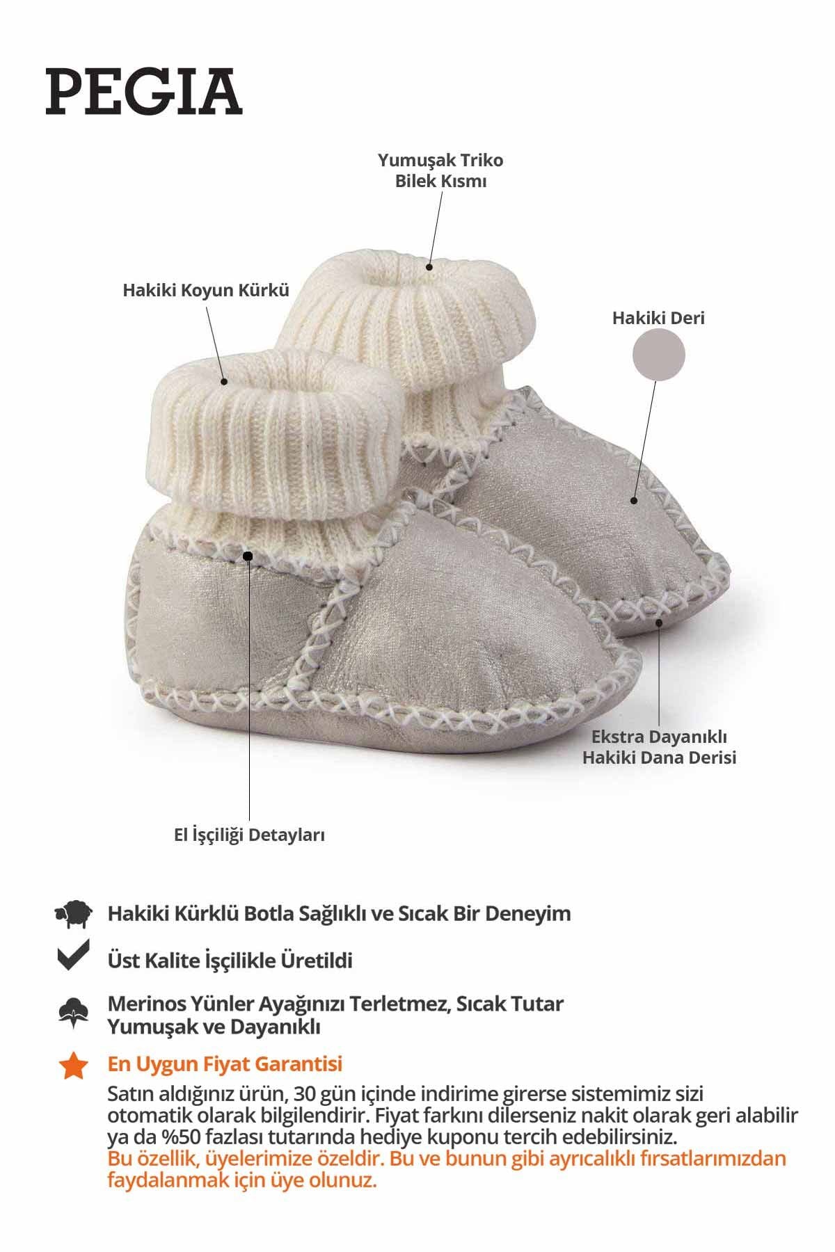 Kürklü Çoraplı Bebek Patiği 141206 Bej
