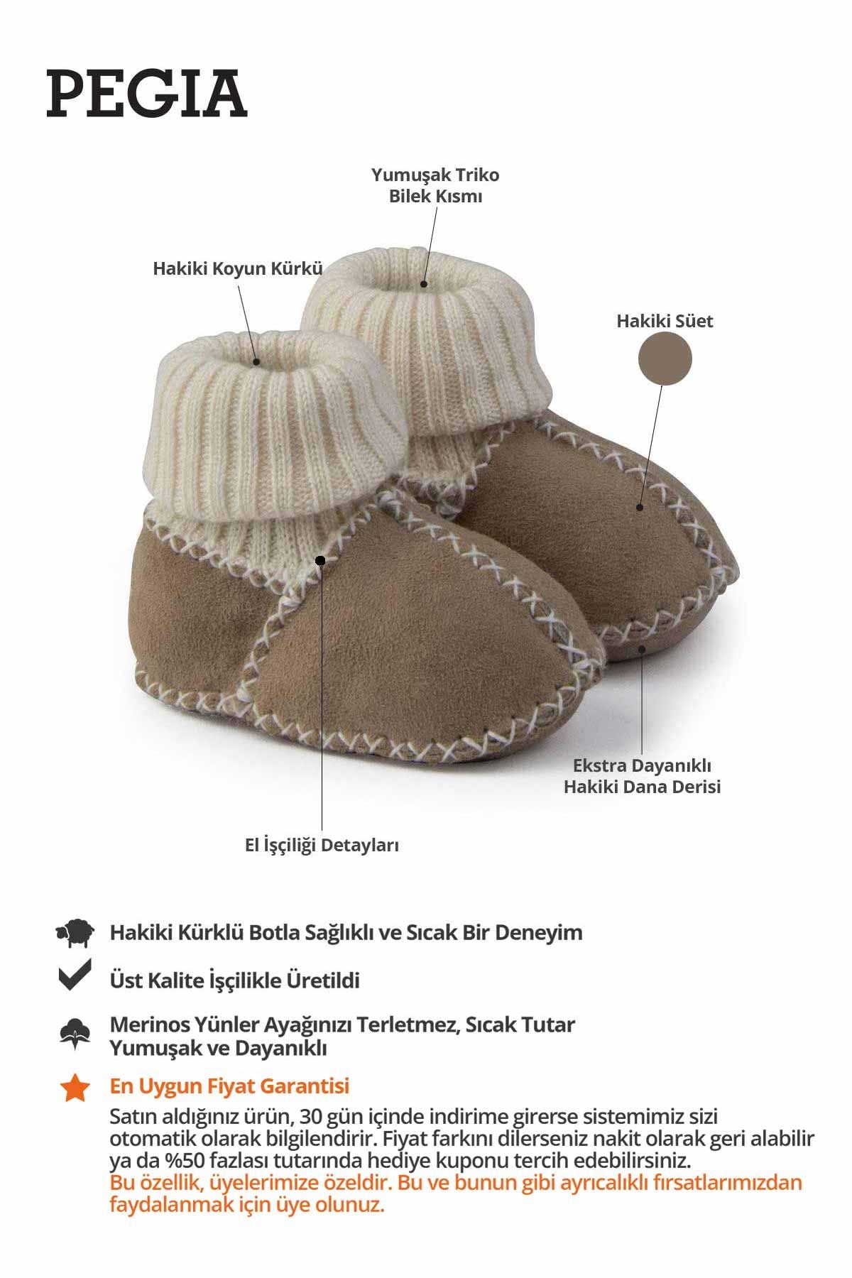 Kürklü Çoraplı Bebek Patiği 141206 Vizon