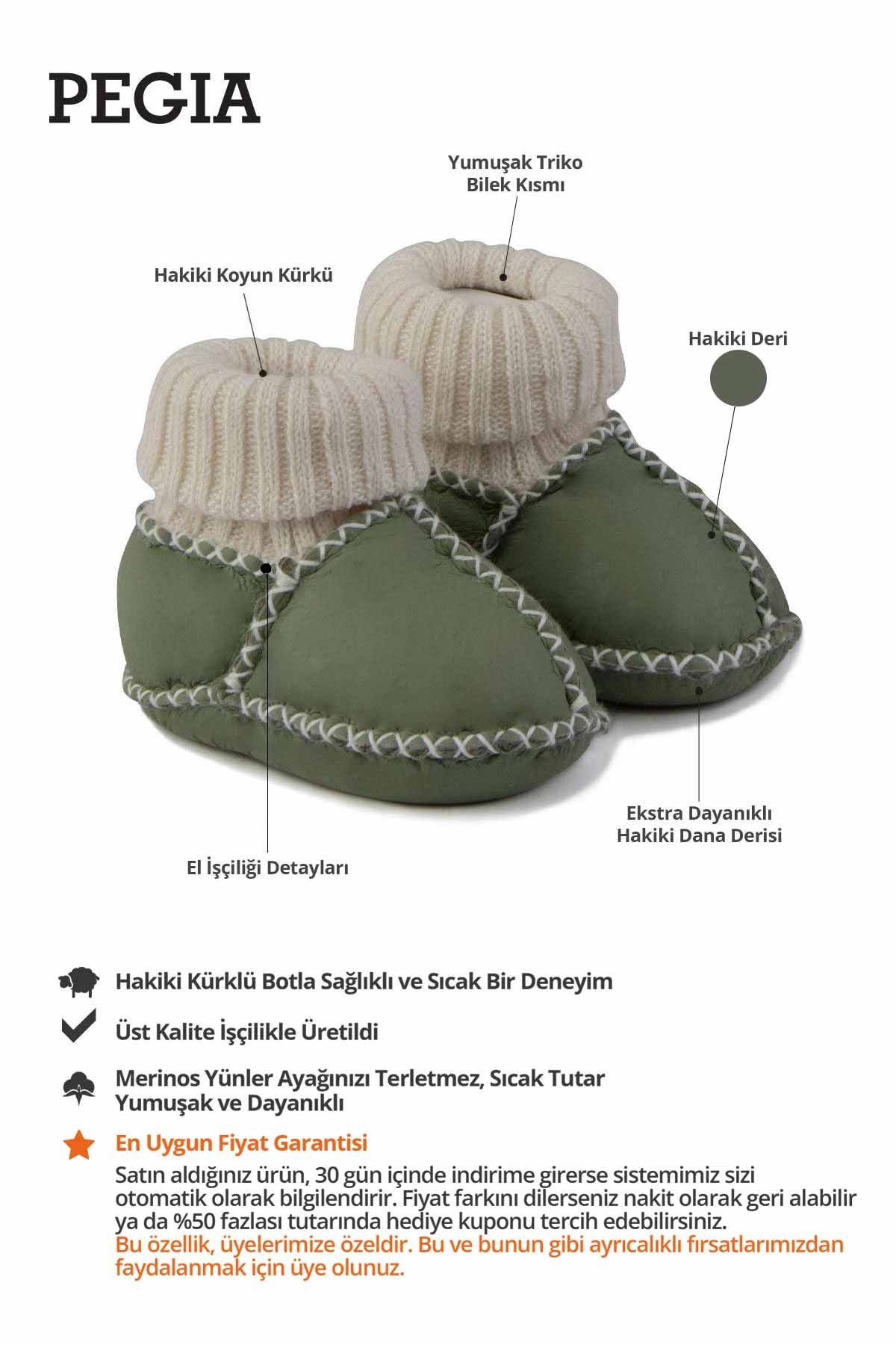 Kürklü Çoraplı Bebek Patiği 141206 Yeşil