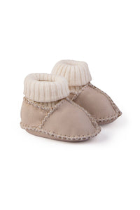Fur-Lined Sock Baby Booties 141208 Cream