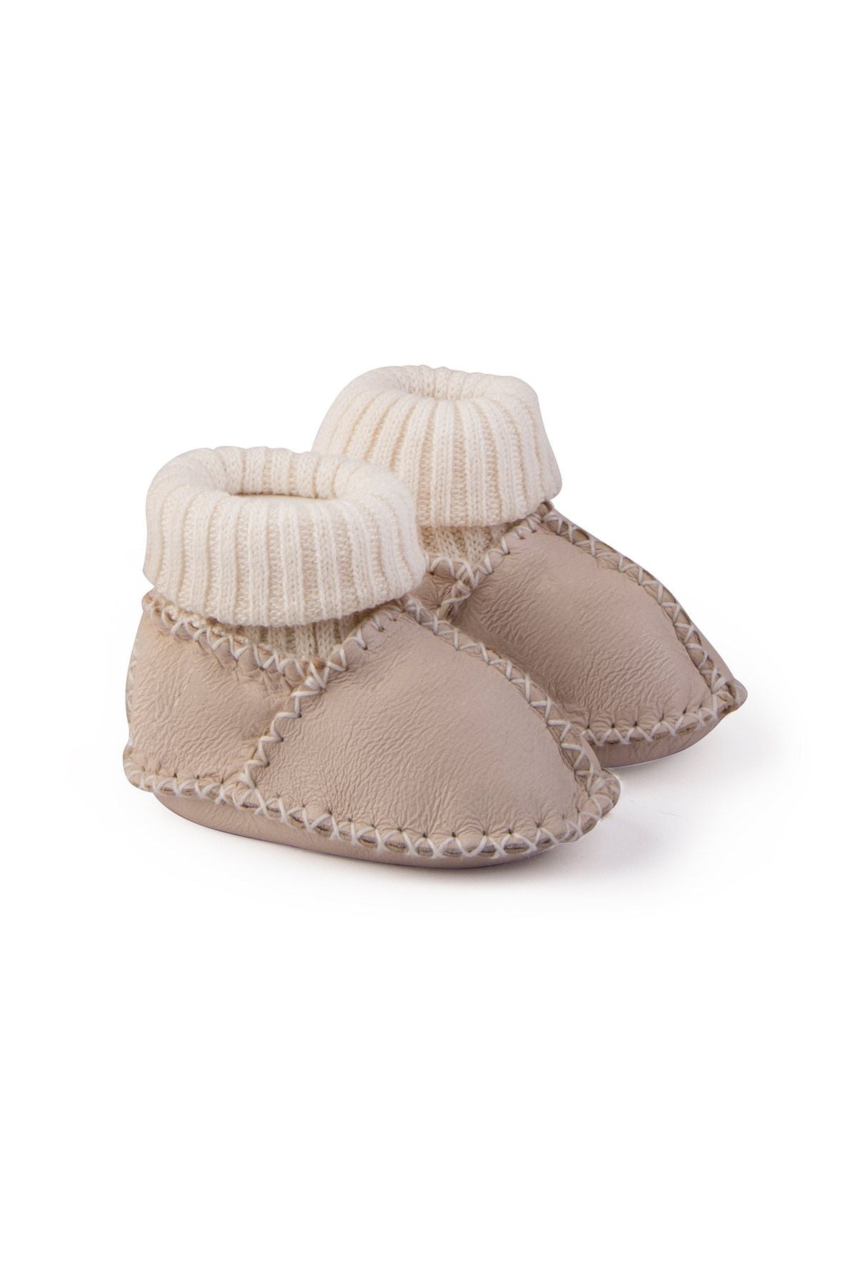 Kürklü Çoraplı Bebek Patiği 141208 Krem