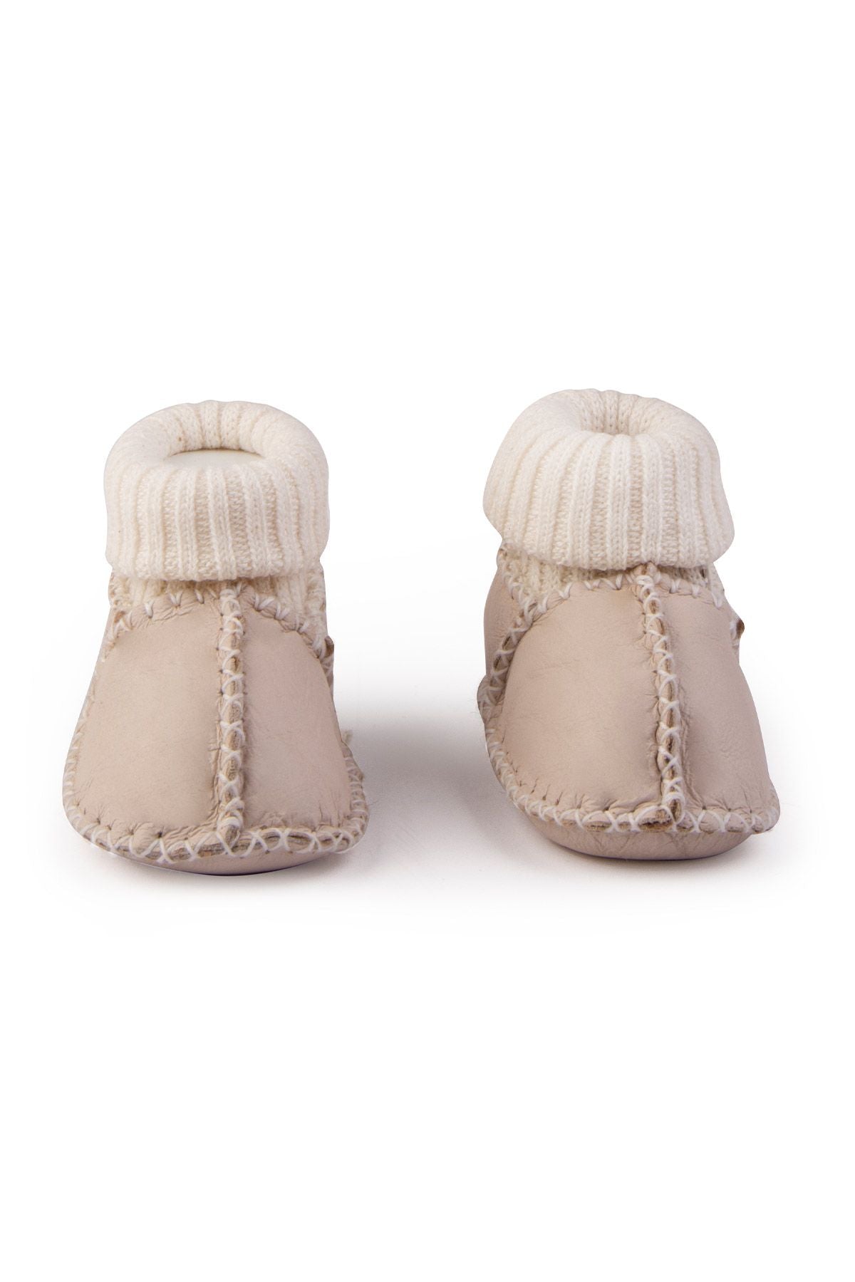 Kürklü Çoraplı Bebek Patiği 141208 Krem