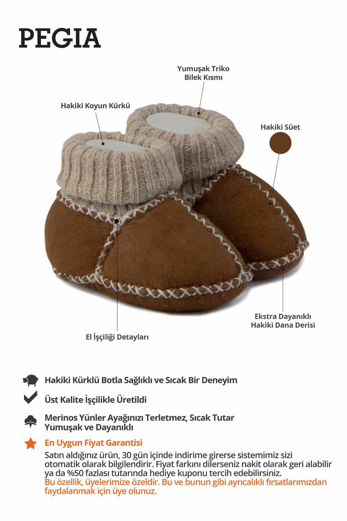 Kürklü Çoraplı Bebek Patiği 141208 Taba