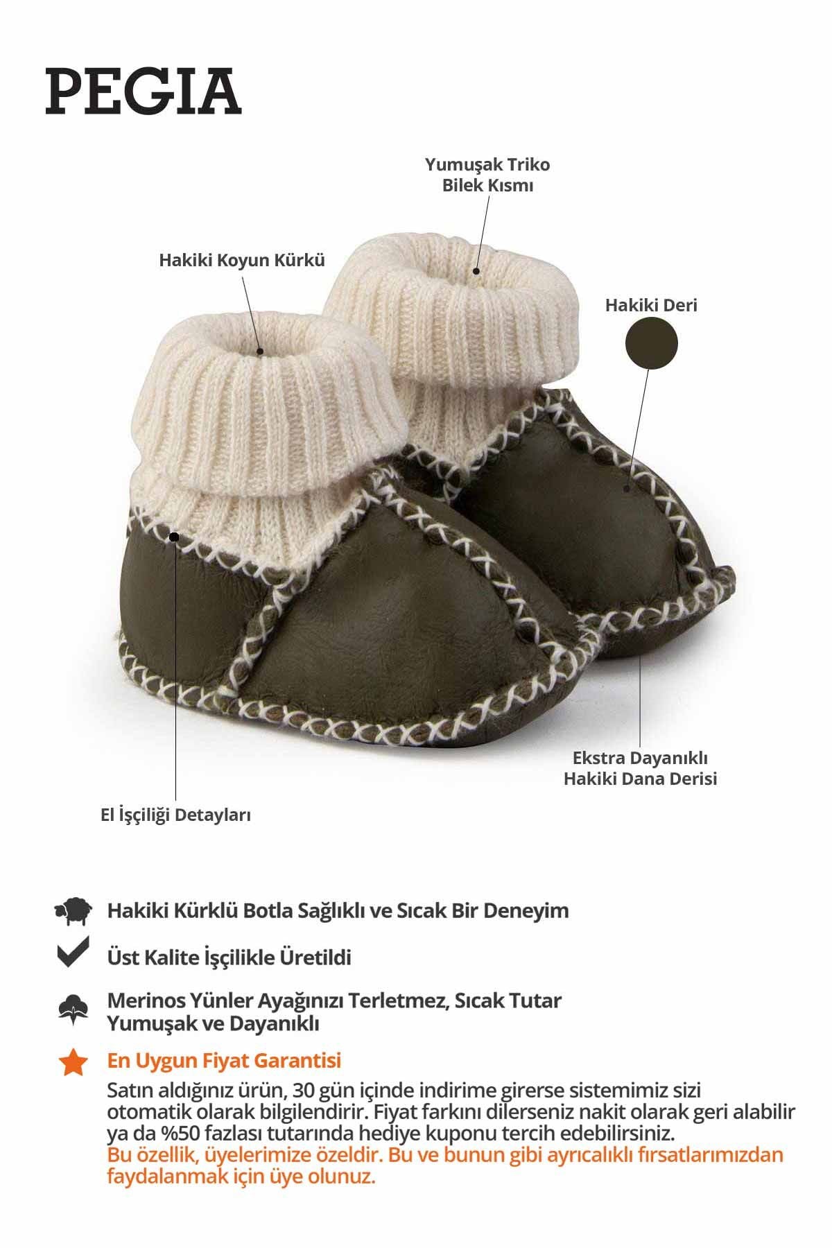 Kürklü Çoraplı Bebek Patiği 141208 Haki