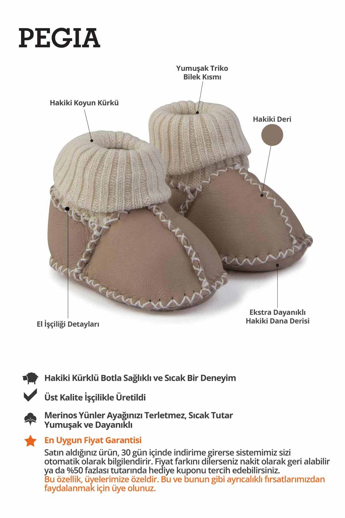 Kürklü Çoraplı Bebek Patiği 141208 Vizon