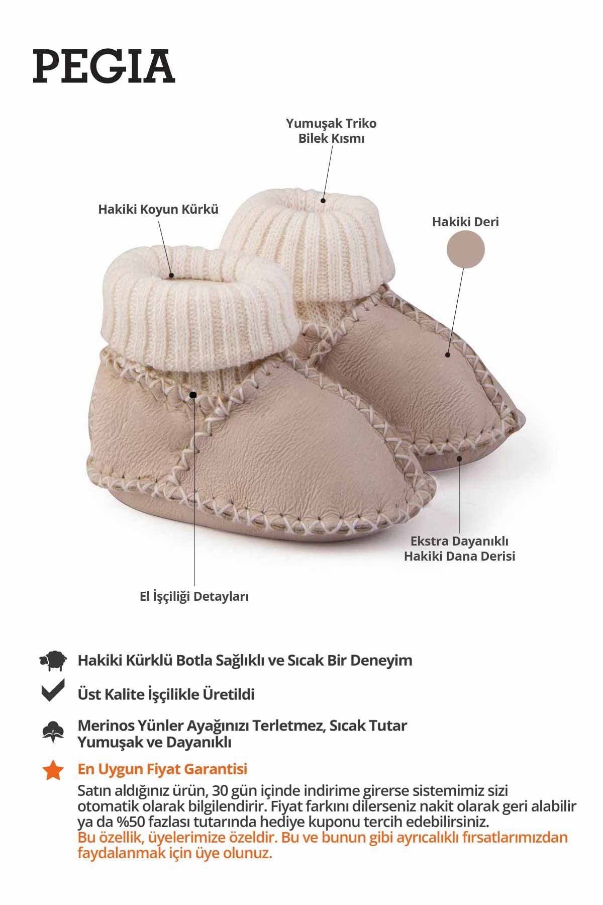 Kürklü Çoraplı Bebek Patiği 141208 Krem