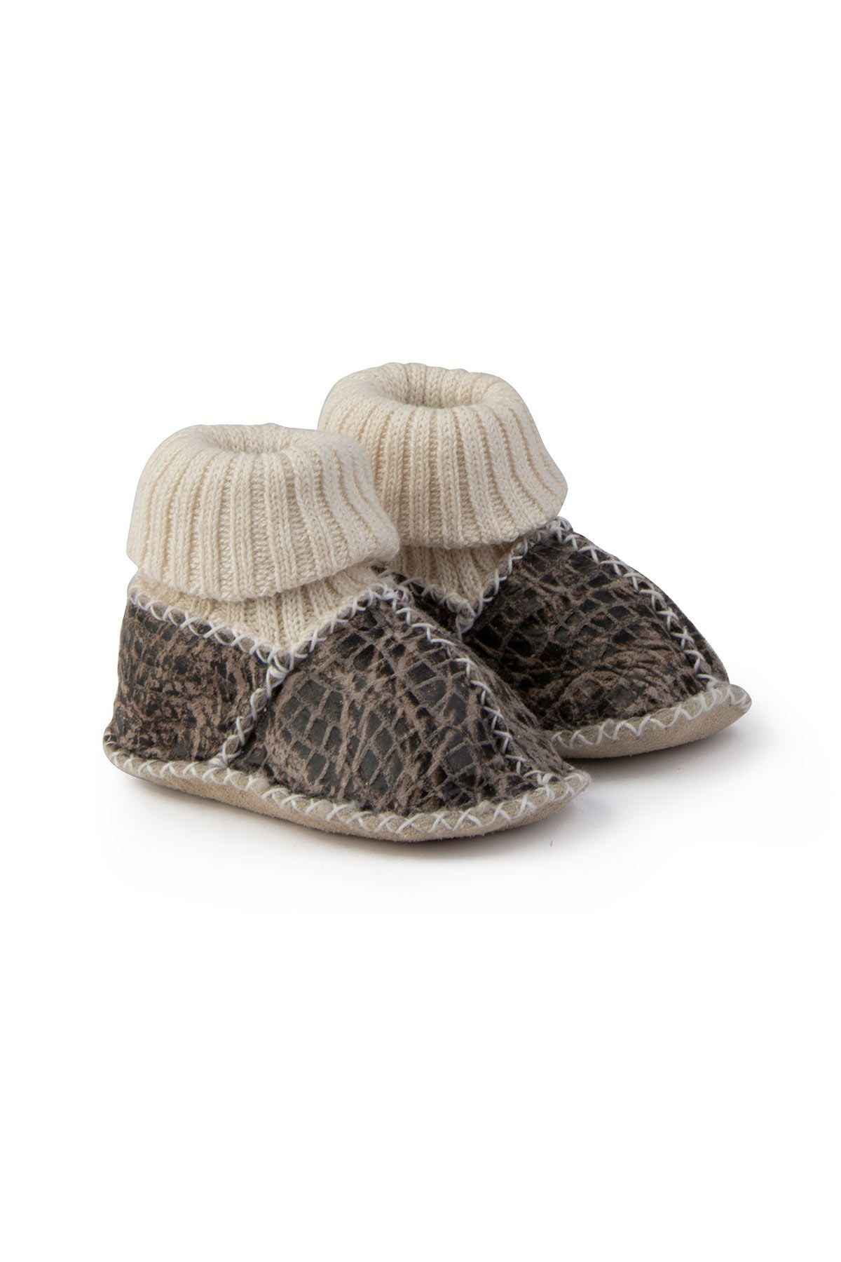 Kürklü Çoraplı Bebek Patiği 141209 Kahve