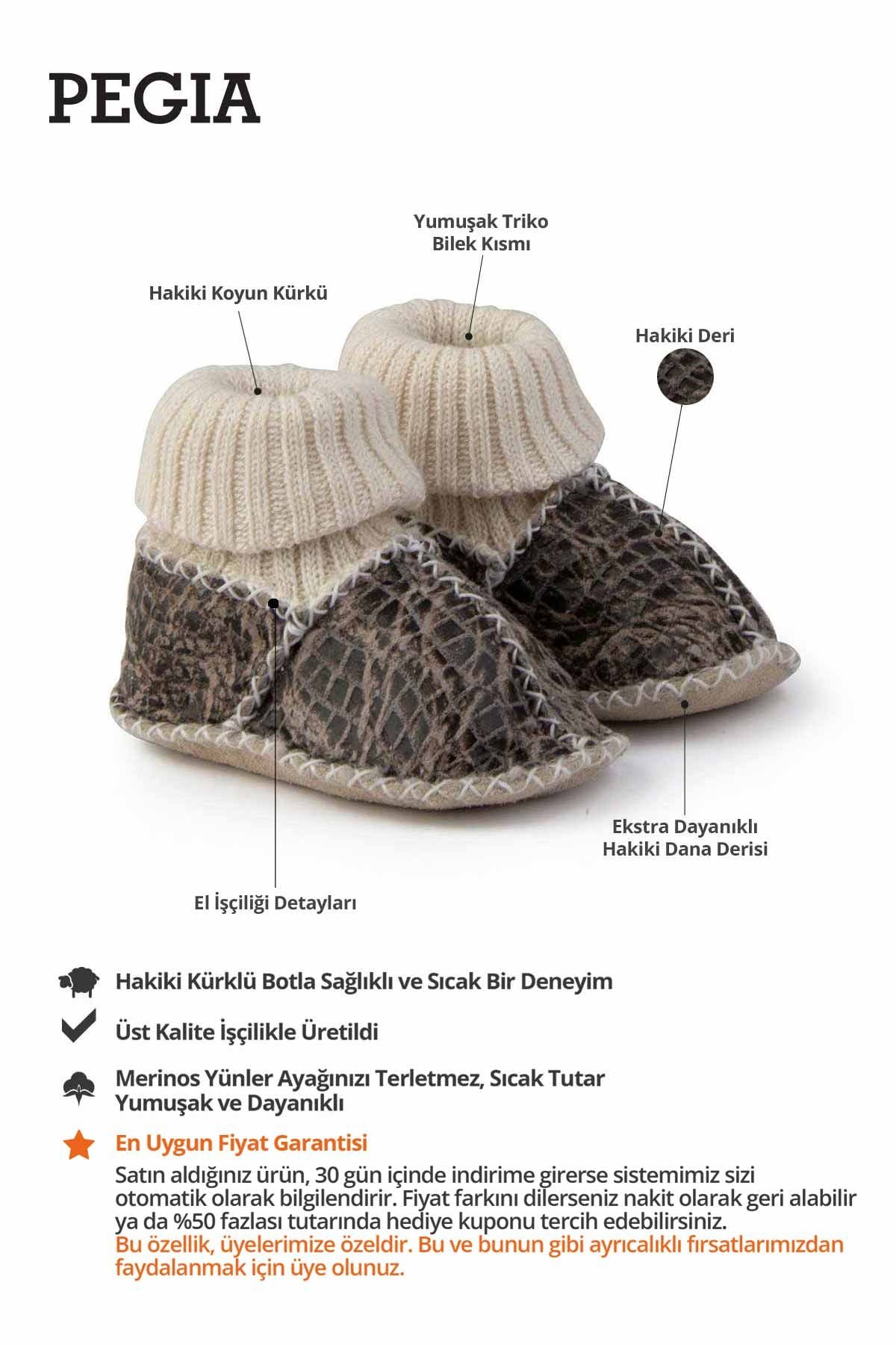 Kürklü Çoraplı Bebek Patiği 141209 Kahve