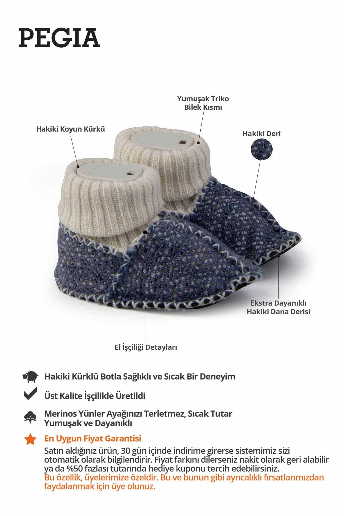 Kürklü Çoraplı Bebek Patiği 141209 Mavi