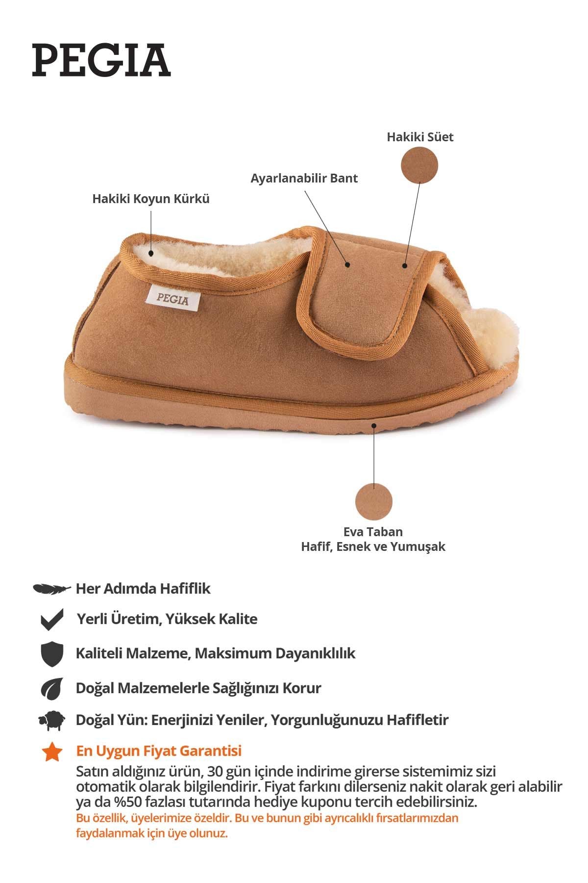 Kürklü Diyabetik Ev Terliği 191218 Taba