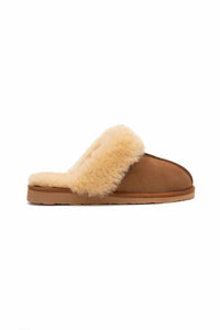 Women's Fur-Lined House Slippers 191202 Tobacco