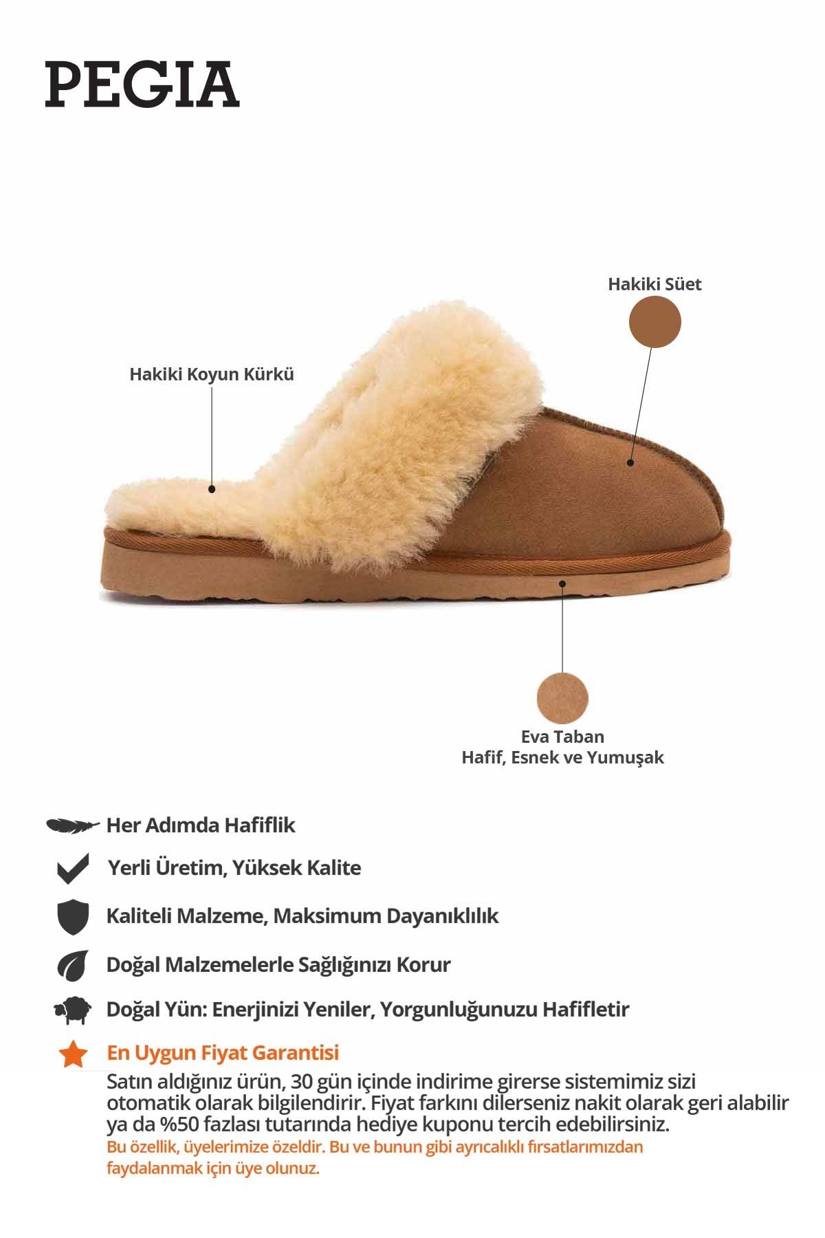 Kürklü Kadın Ev Terliği 191202 Taba