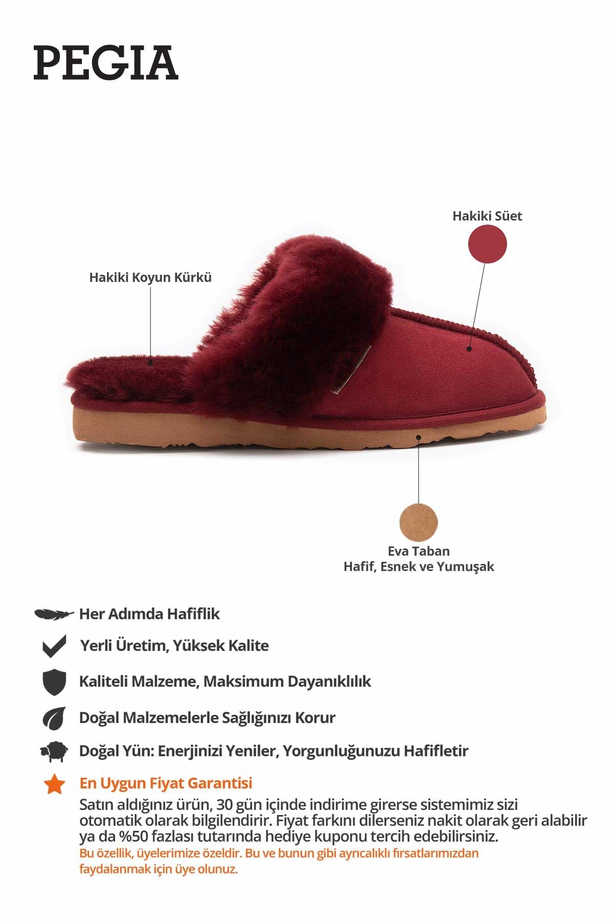 Kürklü Kadın Ev Terliği 191202 Bordo