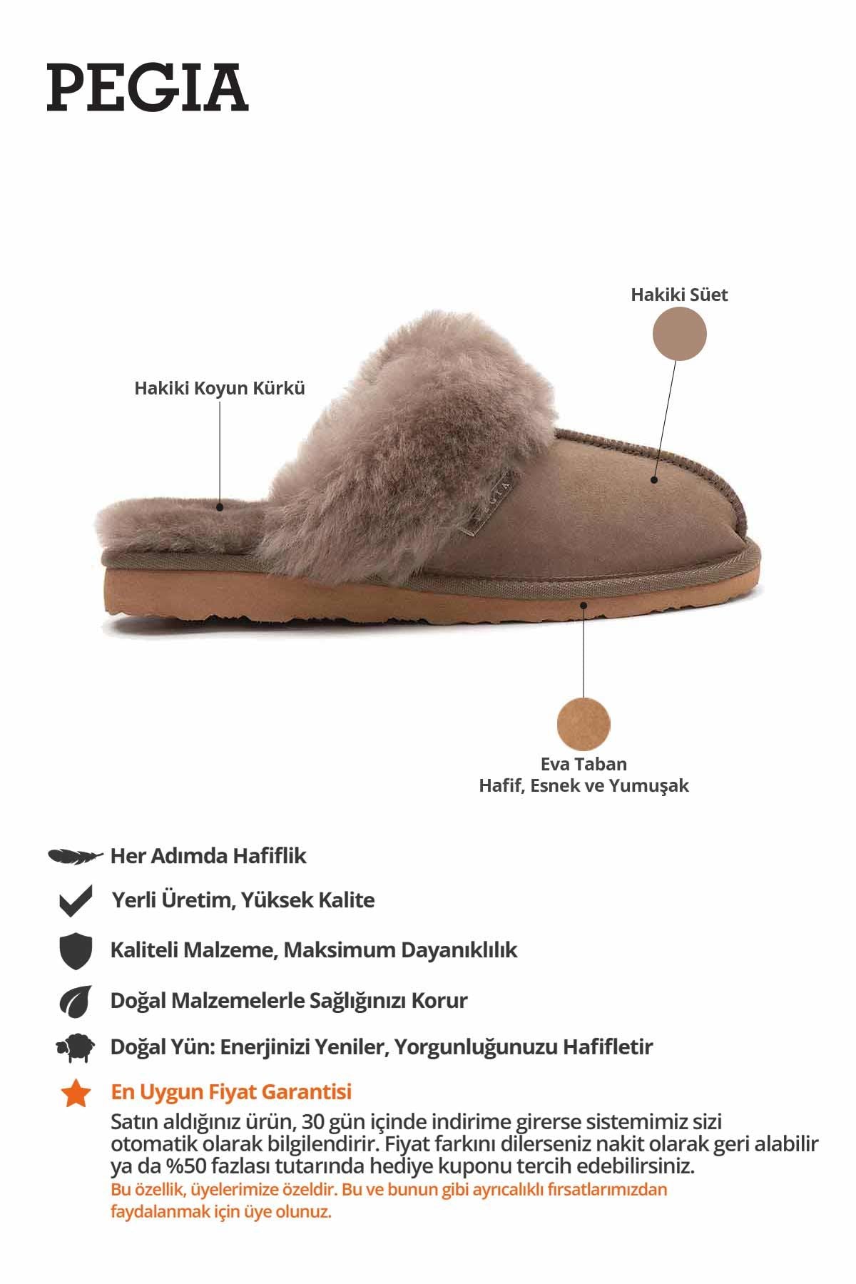 Kürklü Kadın Ev Terliği 191202 Vizon