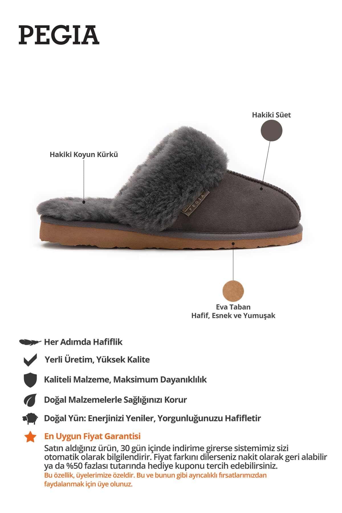 Kürklü Kadın Ev Terliği 191202 Antrasit