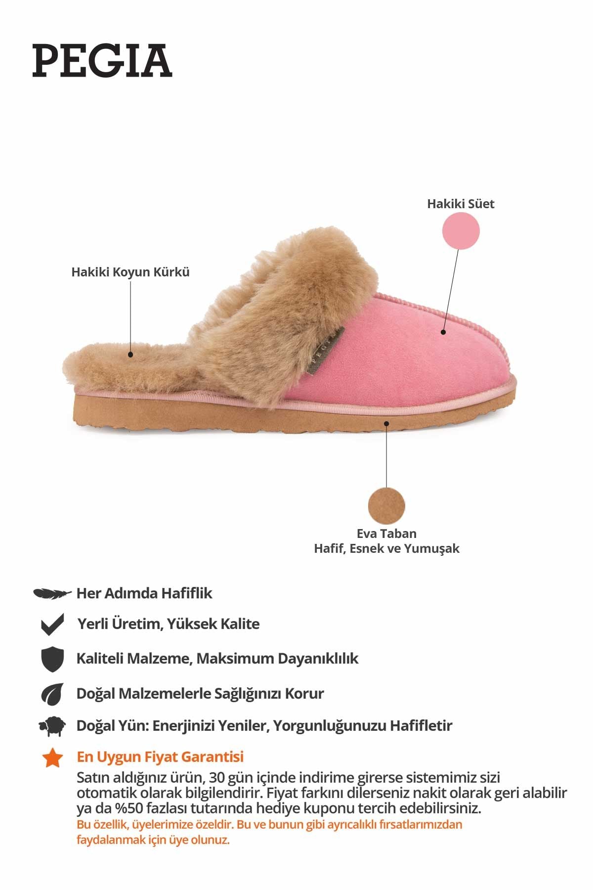 Kürklü Kadın Ev Terliği 191202 Pembe