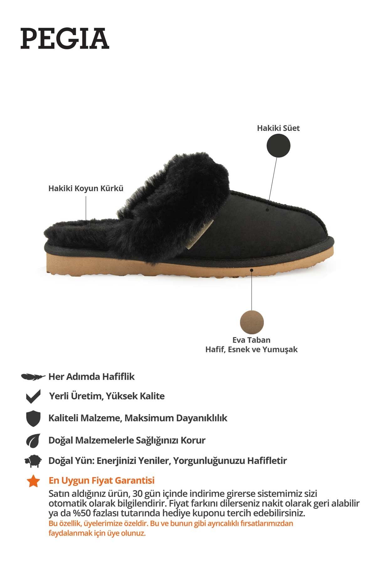 Kürklü Kadın Ev Terliği 191202 Siyah