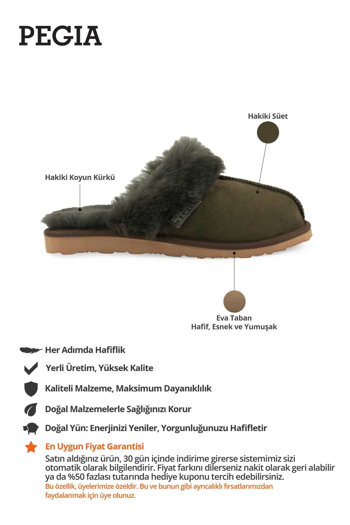 Kürklü Kadın Ev Terliği 191202 Yeşil