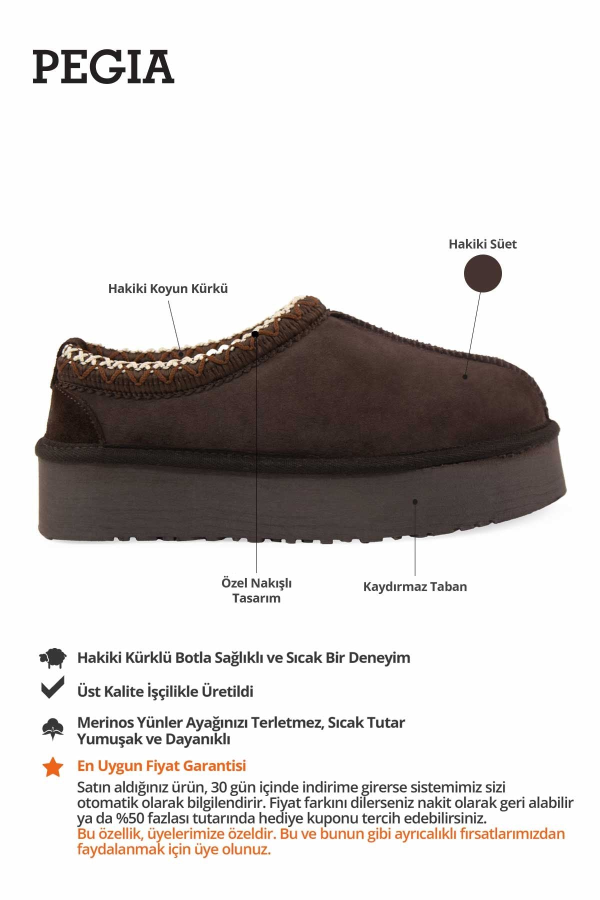 Kürklü Kadın Mini Bot 191140 Koyu Kahve