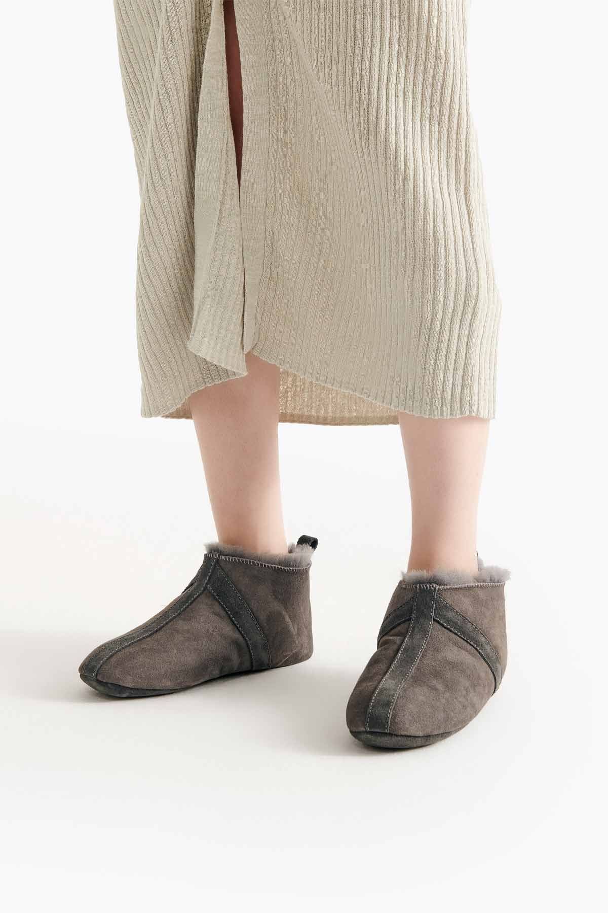 Kürklü Unisex Panduf 191203 Antrasit